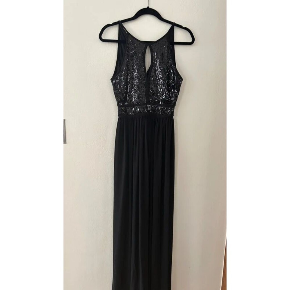Morgan & Co black sparky top long dress size 3
